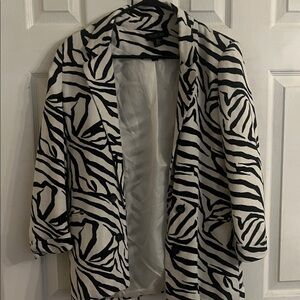 Zara Black and White Zebra Print Blazer
